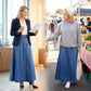 Vintage A-linjeformad Jeanskjol med Knappar