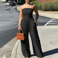 👗 57% RABATT! 🔥 Axelbandslös Krinklad Jumpsuit med Vida Ben – Elegant, Bekväm & Perfekt För En Trendig Sommarlook 💃