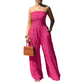 👗 57% RABATT! 🔥 Axelbandslös Krinklad Jumpsuit med Vida Ben – Elegant, Bekväm & Perfekt För En Trendig Sommarlook 💃