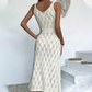 👗 52% RABATT! ✨ Elegant V-ringad Stickad Klänning – Hålmönster – Andningsbar, Figursydd & Perfekt för Fina Tillfällen 💃