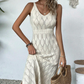 👗 52% RABATT! ✨ Elegant V-ringad Stickad Klänning – Hålmönster – Andningsbar, Figursydd & Perfekt för Fina Tillfällen 💃