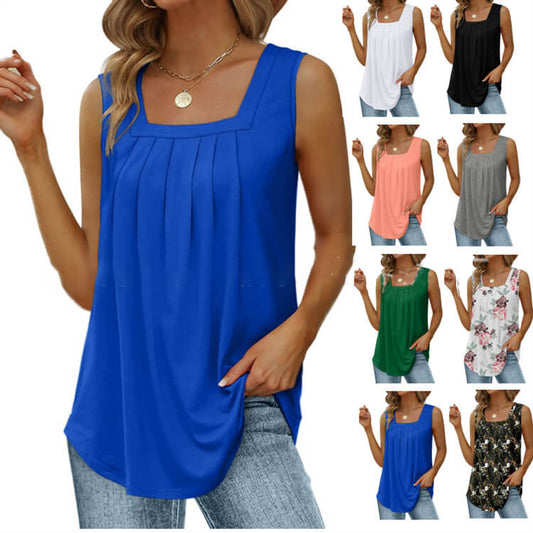 👚 50% RABATT! 🔥 Ärmlös linne med fyrkantig halsringning – Enkel, smart & hållbar – din vardagsklädsel, uppgraderad ✨