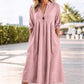 👗 60% RABATT 🌿 | Casual Midi-klänning – V-ringning, Fickor & Empiremidja