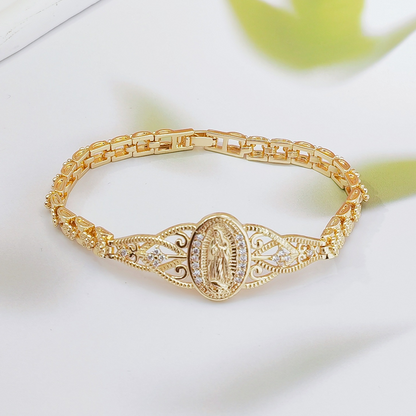 📿 50% RABATT NU! 🌸 Elegant ihålig blomma Jungfru Maria armband – Delikat design & hypoallergen – Perfekt för dagligt tro-inspirerat bruk – andlighet möter stil ✨🙏
