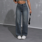 Kvinnors hövmidjade raka jeans