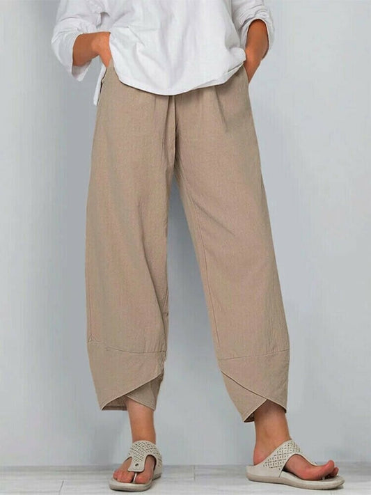 👖 54% RABATT ✨ | Asymmetriska Vintagebyxor – Elastisk Midja & Praktiska Fickor