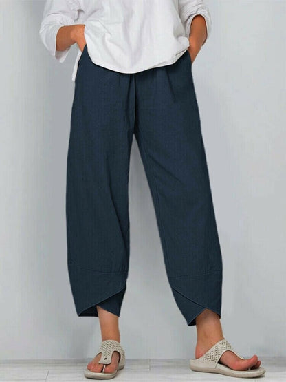 👖 54% RABATT ✨ | Asymmetriska Vintagebyxor – Elastisk Midja & Praktiska Fickor