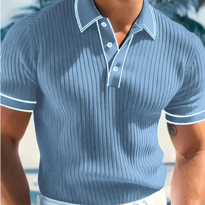 👕 50% RABATT! 🌞 Somrig Casual Kortärmad Pikétröja – Andningsbar Bomull, Modern Passform & Perfekt För Avslappnade Dagar 🏖️