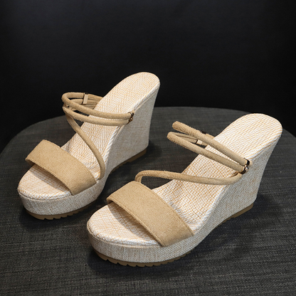 👡 50% RABATT NU! 💃 Kvinnors Plattform Kilklack Sandaler – 10cm Kilklack, Konvertibla Remmar & Halksäker Yttersula ✨