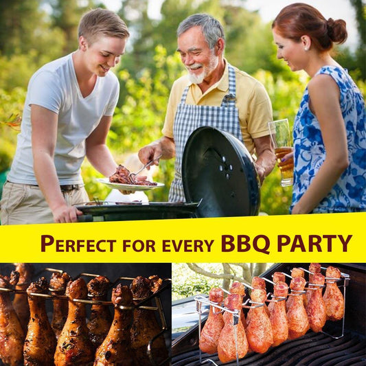 🍗 BEGRÄNSAD TID: 43 % RABATT! ✨ Rostställ för kycklingklubbor – rostfritt stål, hopfällbart, 14 platser 🍖