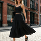 👗 50% RABATT!🌸 Högmidjad A-linje Kjol & Linne Set – 2-delat, Krinklat & Mångsidigt!