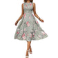 👗 50% RABATT NU! 🌸 Kvinnors Ärmlös Blommönstrad Casual Klänning – Smockad Liv, Flytande Lagerkjol & Mångsidig Midi-längd ✨