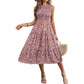 👗 50% RABATT NU! 🌸 Kvinnors Ärmlös Blommönstrad Casual Klänning – Smockad Liv, Flytande Lagerkjol & Mångsidig Midi-längd ✨