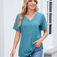 👚 50% RABATT! 🌸 Dam V-ringad Kortärmad Casual T-shirt – Andningsbar, Lätt & Perfekt För En Avslappnad Sommarlook ☀️