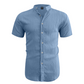 👕 50% RABATT! ☀️ Somrig kortärmad herrskjorta med ståkrage – Bekväm, andningsbar & perfekt för varma sommardagar 🔥