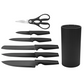 🔪 50% RABATT NU! ✨ Modern 7-i-1 Kökskniv & Sax Set – Komplett 7-delar, Non-Stick Belagd & Ergonomiska PP Handtag – Sleek Svart Design 🖤