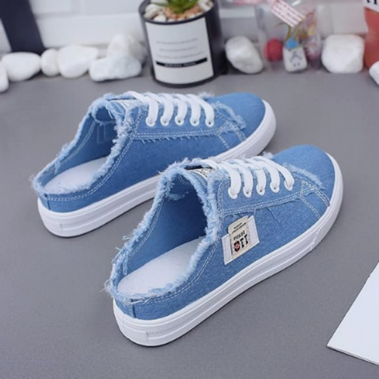 👟 50% RABATT! 👖 Damernas Denim Mule Sneakers – Slip-on Design, Bekväm Sula & Perfekt För En Avslappnad, Trendig Sommarlook ☀️