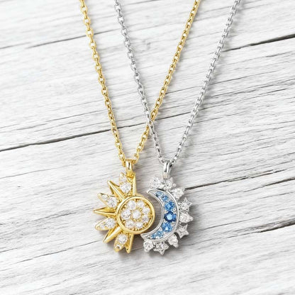 Sol och Måne Hänge Halsband med Strass
