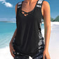 🏊‍♀️ 50% RABATT NU! 👙 Tvådelad tankini – justerbar sidorynking, pojkshorts & korsad V-ringning – perfekt för stranden 👙🏖️