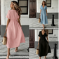 👗 50% RABATT NU! 🌸 Kvinnors Sommar V-ringad Knytfront Midi Klänning – Kejsarskuren, Flödande A-linje & Andningsbar Bomullsblandning ☀️