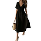 👗 50% RABATT NU! 🌸 Kvinnors Sommar V-ringad Knytfront Midi Klänning – Kejsarskuren, Flödande A-linje & Andningsbar Bomullsblandning ☀️