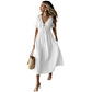 👗 50% RABATT NU! 🌸 Kvinnors Sommar V-ringad Knytfront Midi Klänning – Kejsarskuren, Flödande A-linje & Andningsbar Bomullsblandning ☀️