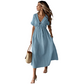 👗 50% RABATT NU! 🌸 Kvinnors Sommar V-ringad Knytfront Midi Klänning – Kejsarskuren, Flödande A-linje & Andningsbar Bomullsblandning ☀️