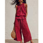 👗 50% RABATT NU! 🌺 Kvinnors 2-delat Ärmlöst Set – Smockad Halsringning Topp + Vida Byxor – Luftig Semesterstil, Mjuk & Andningsbar ✨