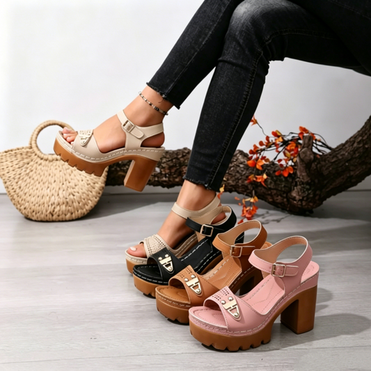 👡 BEGRÄNSAD TID 50% RABATT! ✨ Dam Klumpklack Platförm Sandaler – Stabila, Stoppade, Sommar 🌞