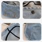 Vintage Denim Basker för Damer – Lätt & Andningsbar, Unik Fickdetalj, One Size 👖🎨