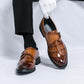 👞 50% RABATT NU!✨ Klassiska Herrskor i Konstläder med Spänne – Krokodilprägling & Halkskydd – Elegant Stil 🐊