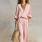 🍁2026 New Arrival👚👖 Chic Women’s V-Neck Top & Wide-Leg Pants Set – One Outfit, Zero Styling Stress
