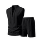 👕 50% RABATT! 🌿 Herr linne ärmlös snörnings-top & shorts set – Svalt linne, justerbar passform & perfekt för strand, festival eller heta sommardagar ☀️