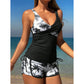 Tropiskt Mönstrad Högmidjad Tankini & Shorts Set