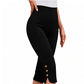 👖50 % RABATT! ✨Mageformande stretchiga capribyxor – hög midja, 4-vägsstretch, eleganta detaljer 🌼