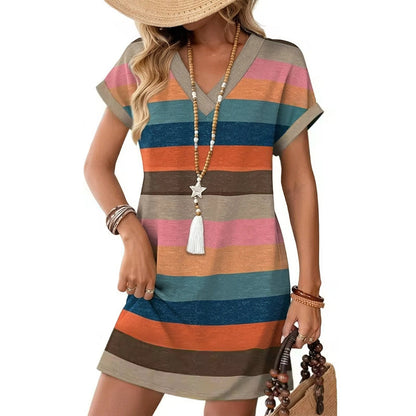 👗 50% RABATT NU!🌬️ V-ringad T-shirtklänning – Casual & Luftig – Sommar Essential ☀️