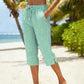 👖 50% RABATT NU! 🌿 Capri-byxor i Rutmönster för Dam – Andningsbart Bomull/Linne – Elastisk Midja & Sidfickor – Perfekt för Sommar & Semester ☀️