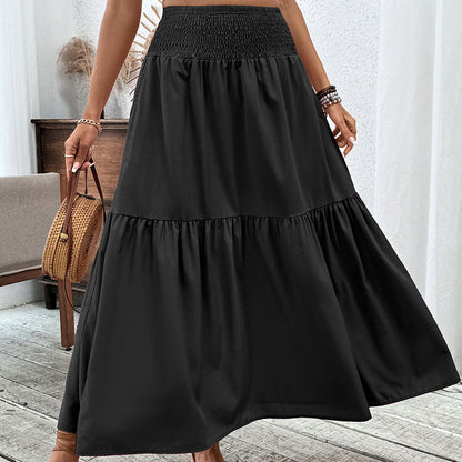 👗 50% RABATT NU! 🌿 Diskret Högmidjad Maxikjol – Smockad A-linje, Flödande & Andningsbar – Perfekt För Vardagligt Diskret Mode & Lager 🌸