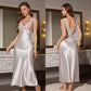 👗 50% RABATT! 🌙 Elegant V-ringad slip nattklänning – Mjuk satin & justerbara band – Ledig passform, perfekt för en bekväm natt eller en morgon med lyxkänsla 🛌