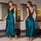 👗 50% RABATT! 🌙 Elegant V-ringad slip nattklänning – Mjuk satin & justerbara band – Ledig passform, perfekt för en bekväm natt eller en morgon med lyxkänsla 🛌