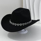 Cowboyhatt för damer med strasshjärta – elegant fedora i fransk jazzstil