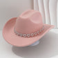 Cowboyhatt för damer med strasshjärta – elegant fedora i fransk jazzstil