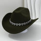 Cowboyhatt för damer med strasshjärta – elegant fedora i fransk jazzstil