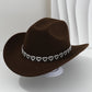 Cowboyhatt för damer med strasshjärta – elegant fedora i fransk jazzstil