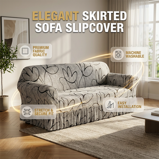 🛋️ 50 % RABATT NU! ✨ Högsträckbart sofföverdrag – volangkant & fullständigt skydd – förvandlar din soffa på nolltid – perfekt för vardagsrummet 🏠