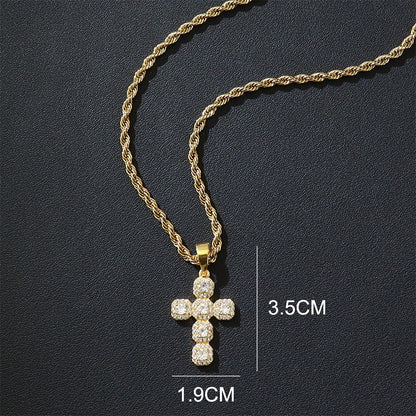 Koppar Inlagd Zirkon Kors Charm Berlock