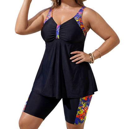 👙 BEGRÄNSAD TID 50% RABATT! 💥 Dam Luftig Tankini Topp och Shorts Baddräkt – Magkontroll, Boy Shorts, Stödjande ✨