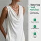 👗 50% RABATT NU! ✨ Elegant Ärmelös Cowl-ringad Klänning – Smal Passform med Dolda Sidfickor 🌸