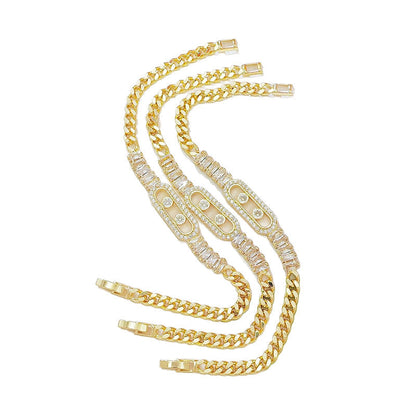 ✨50% RABATT NU! ✨Dam Guldfärgat Kubiskt Zirkonia Kedjearmband