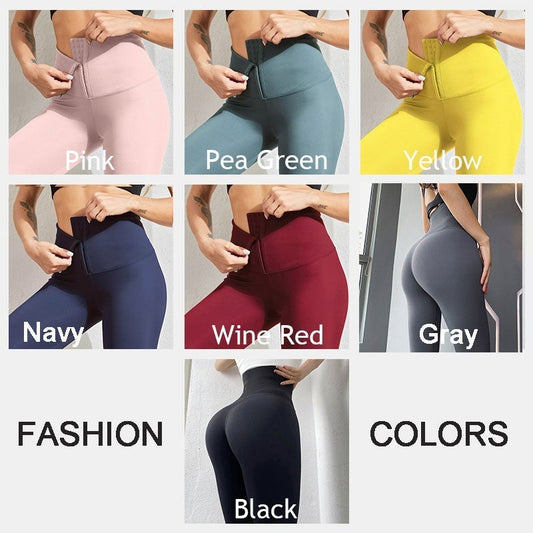 👖 50% RABATT NU! 🔥 Högmidjade Magkontroll Leggings – Inbyggd Shapewear, Justerbart Korsettband & Super Sträckbart ✨